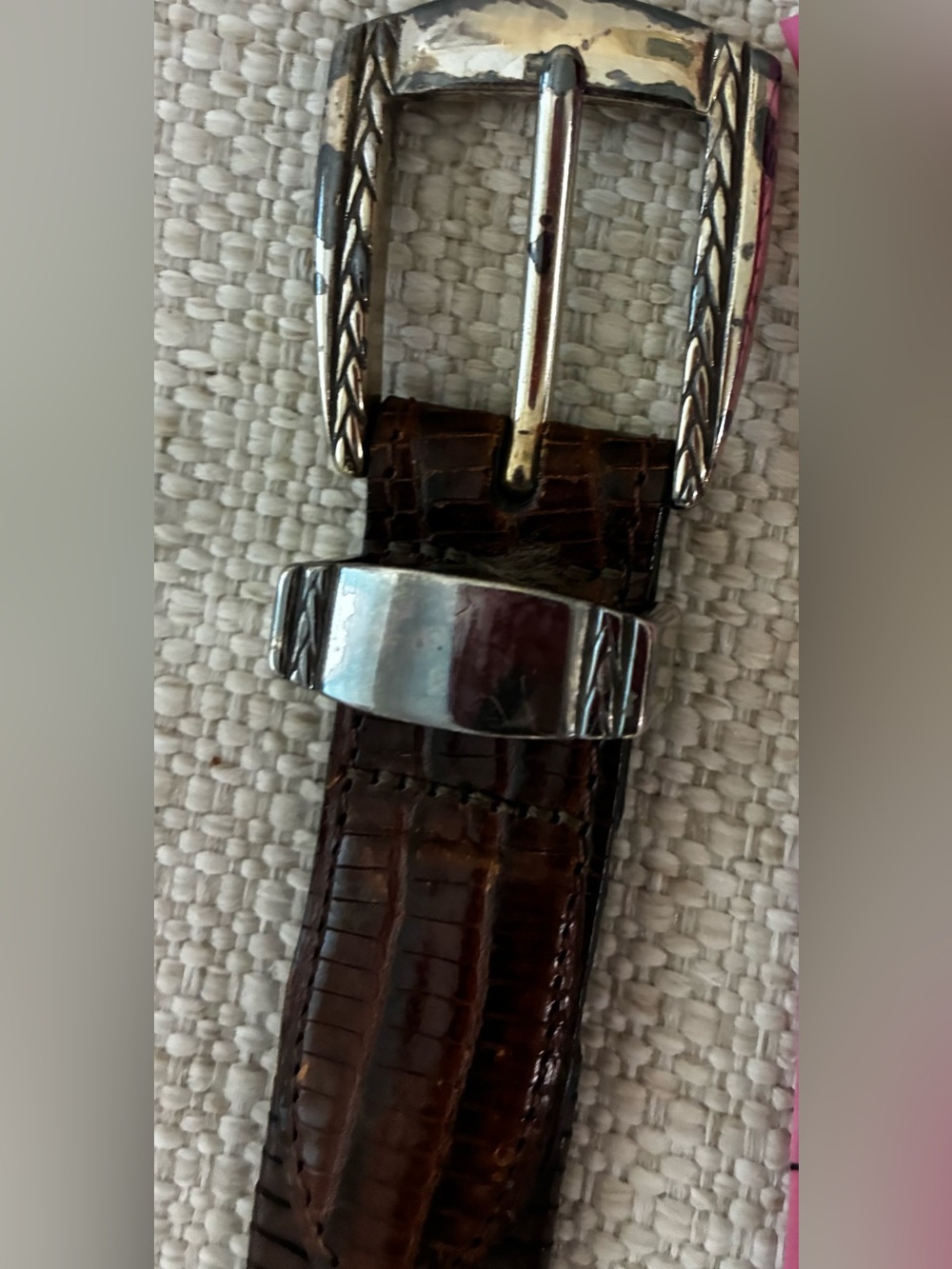 Brighton Vintage  brown leather belt w/ braided detail sz 36